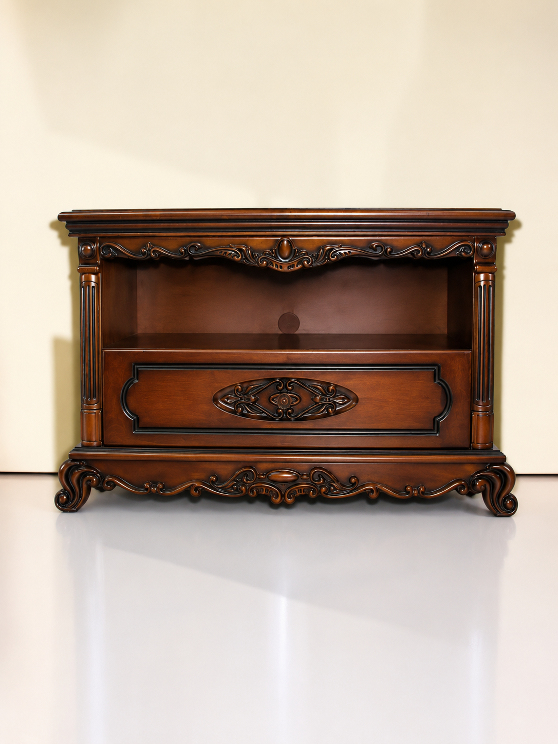 ТВ-1 Тумба Христина (Коричневий) — класичні меблі з різьбою на ЧПК від Олійник Меблі